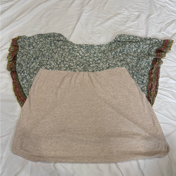 Maurices Beige Top with Floral Sleeves - Picture 3 of 3